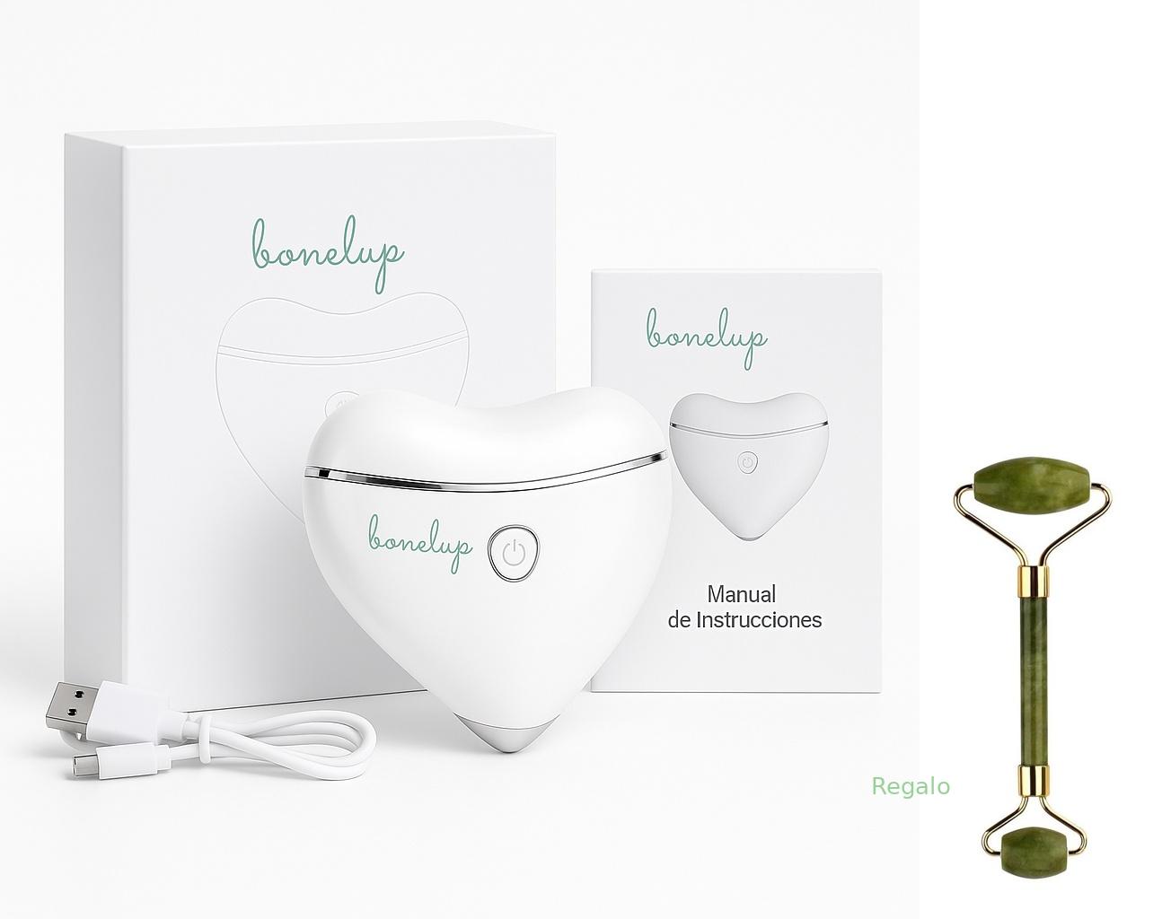 Masajeador Facial Bonelup con Luz LED, Calor y Microcorrientes + Rodillo Facial Jade de Regalo