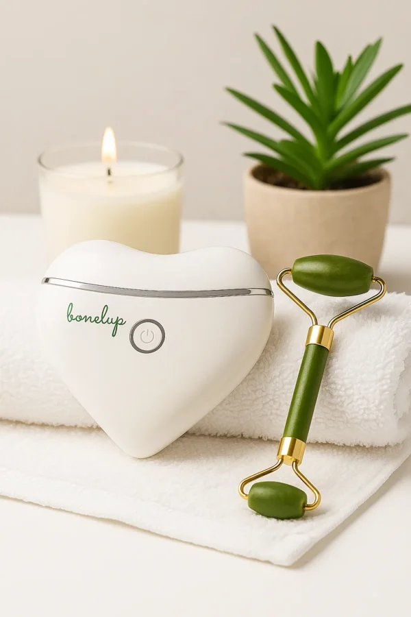 Masajeador Facial Bonelup con Luz LED, Calor y Microcorrientes + Rodillo Facial Jade de Regalo