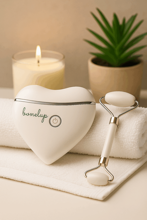 Masajeador Facial Bonelup con Luz LED, Calor y Microcorrientes + Rodillo Facial Jade de Regalo