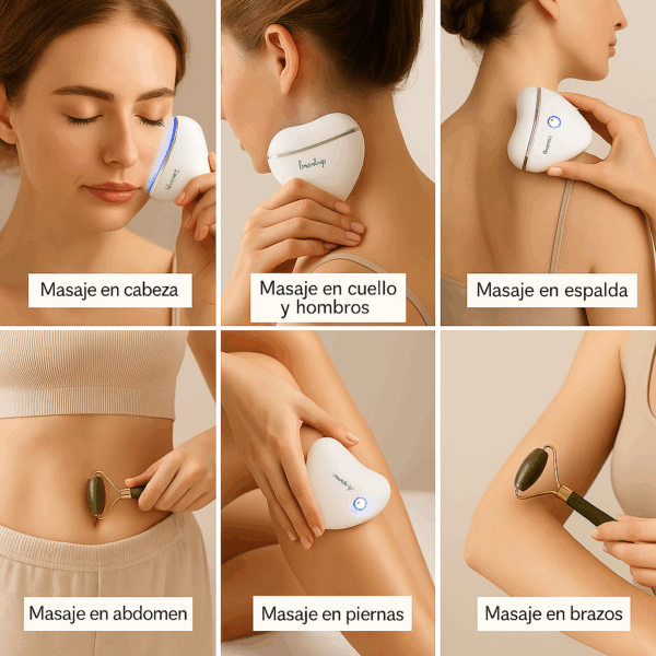Masajeador Facial Bonelup con Luz LED, Calor y Microcorrientes + Rodillo Facial Jade de Regalo