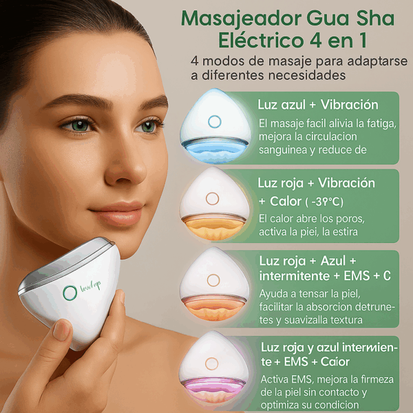 Masajeador Facial Bonelup con Luz LED, Calor y Microcorrientes + Rodillo Facial Jade de Regalo