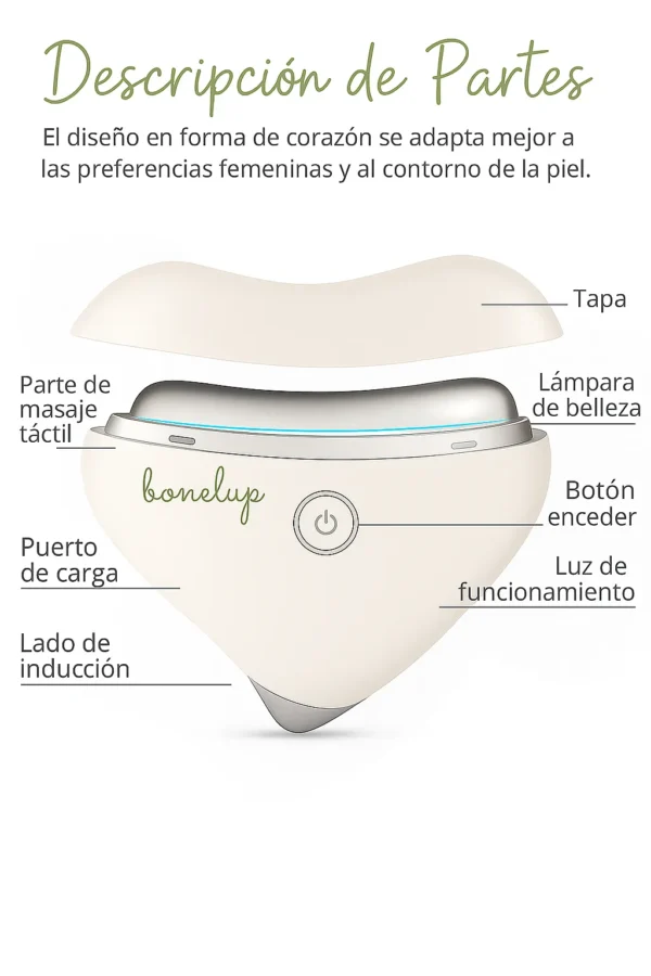 Masajeador Facial Bonelup con Luz LED, Calor y Microcorrientes + Rodillo Facial Jade de Regalo