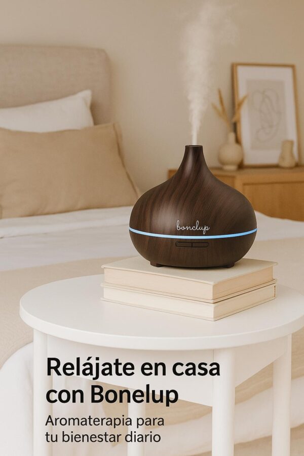 Difusor de Aromas Ultrasónico Bonelup – Humidificador 500 ml con Luz LED y Apagado Automático – Aromaterapia para Hogar y Oficina