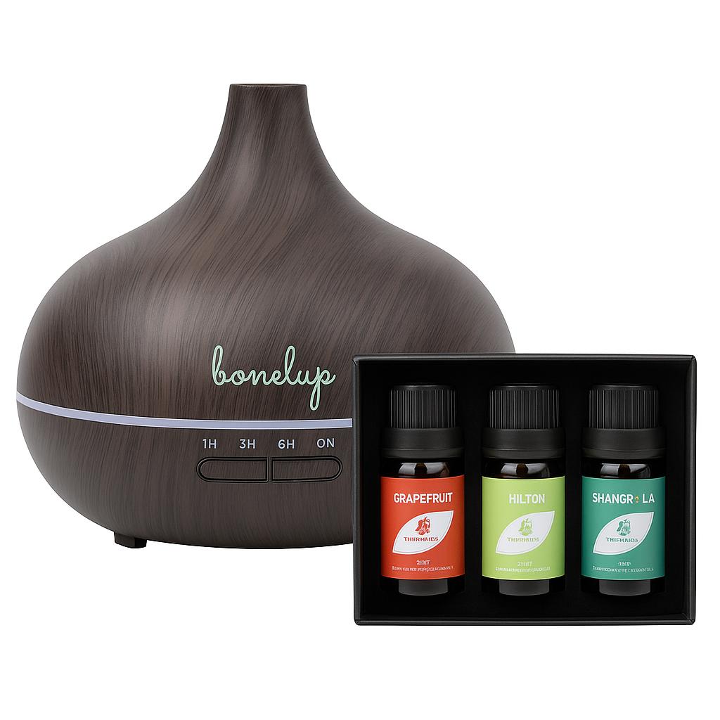 Difusor de Aromas Ultrasónico Bonelup – Humidificador 500 ml con Luz LED y Apagado Automático – Aromaterapia para Hogar y Oficina